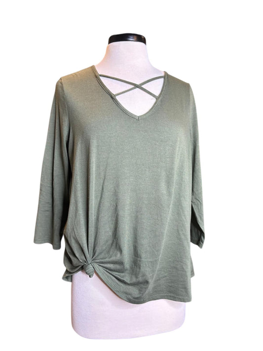 Lilly White v-neck green top