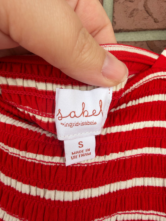 Isabel red strip tunic top