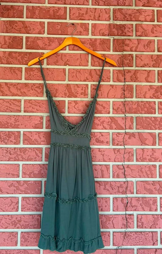 Dark Green Crossover Dress