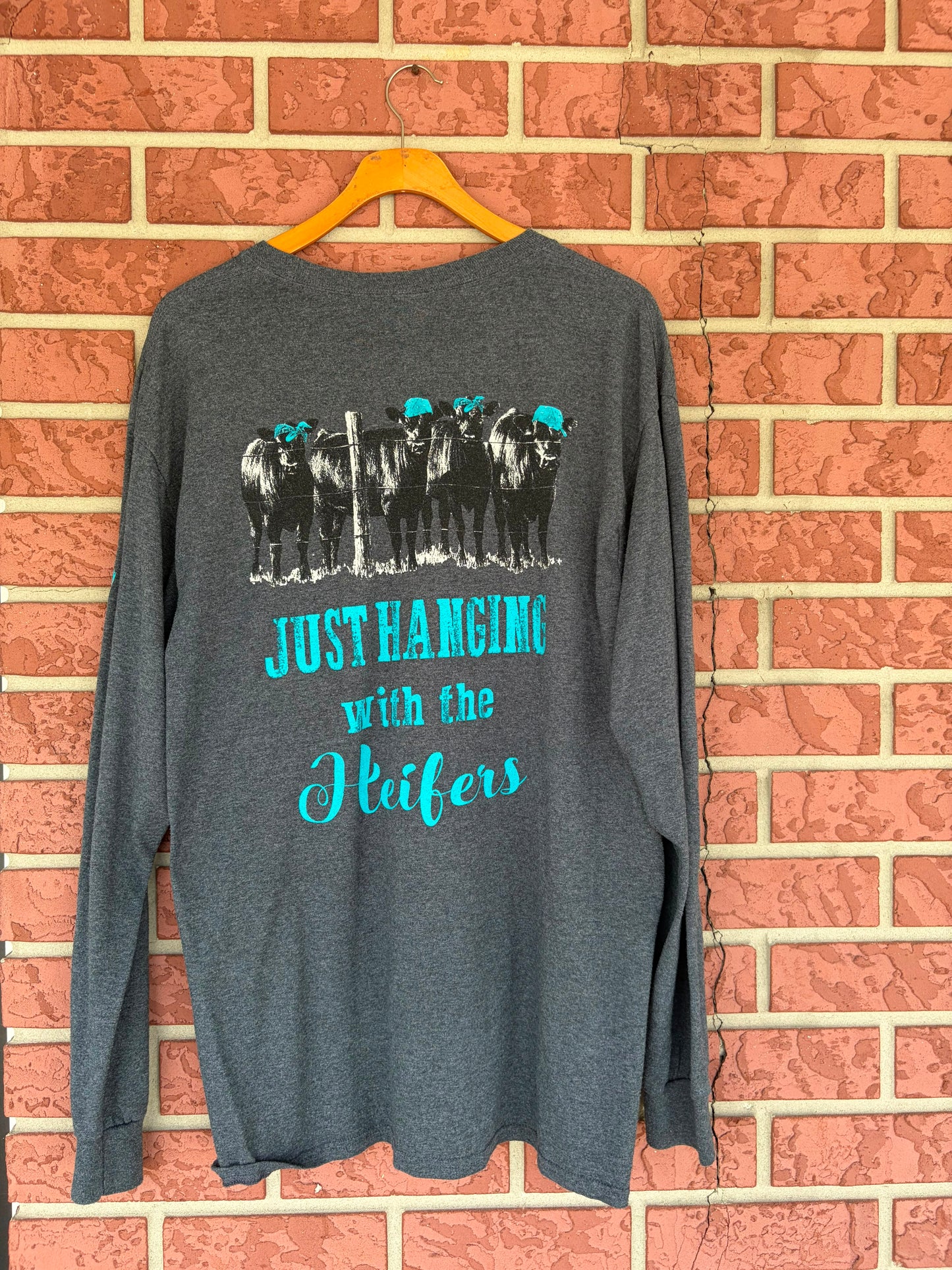 Just hangin with the heifers grey Tshirt long sleeve