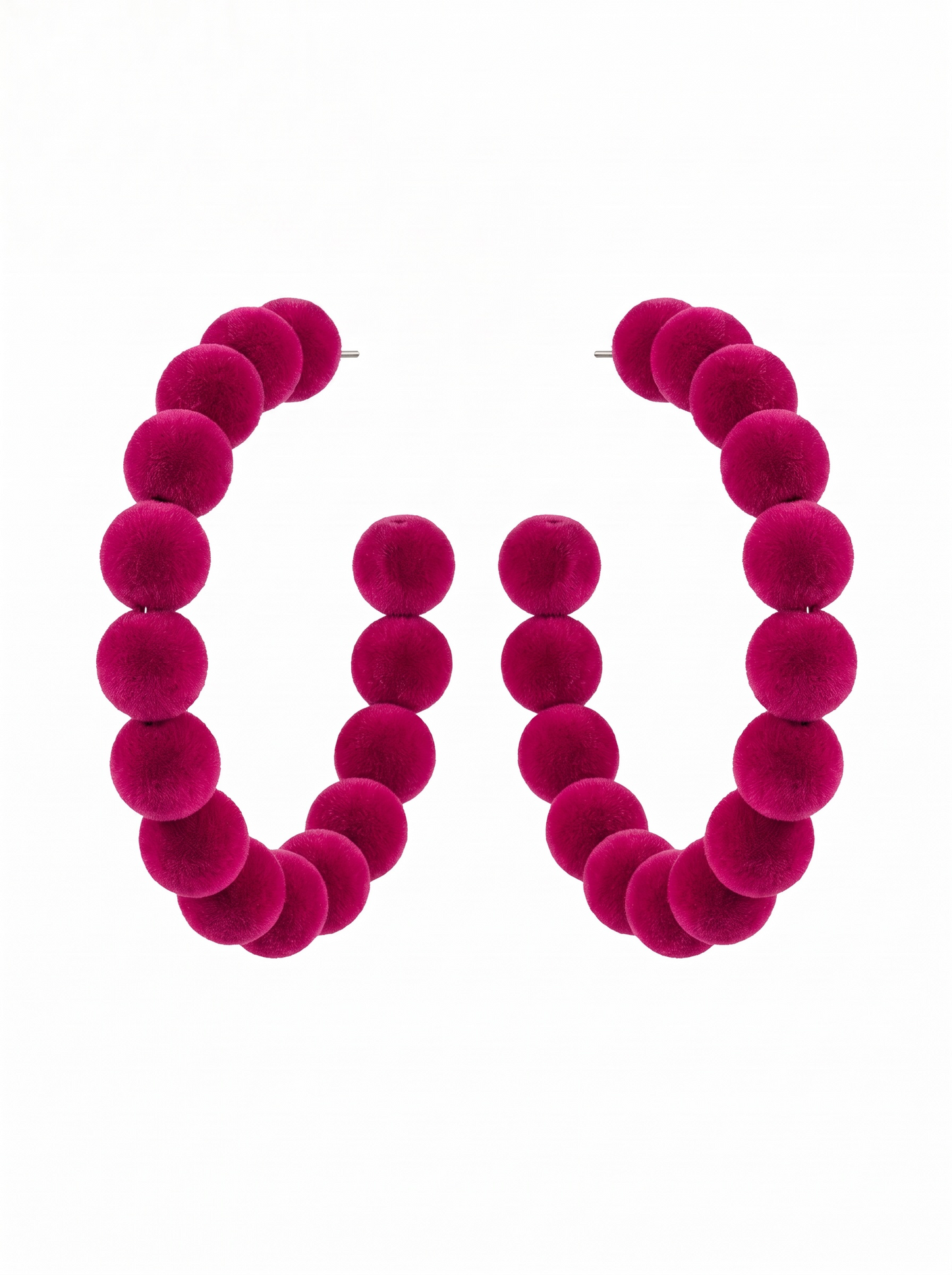 Hot pink Pom Pom hoop earrings