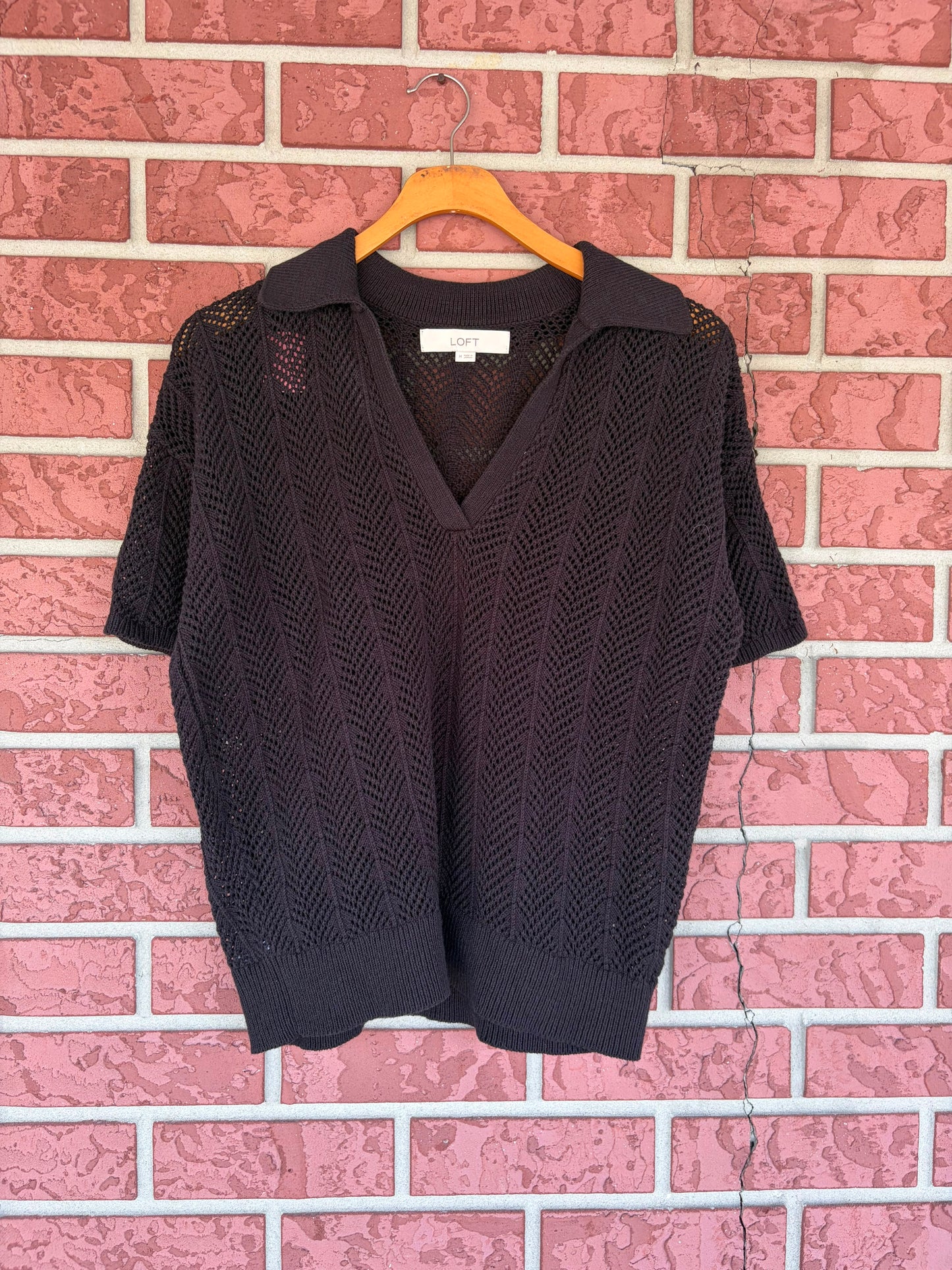 Loft black eyelet top