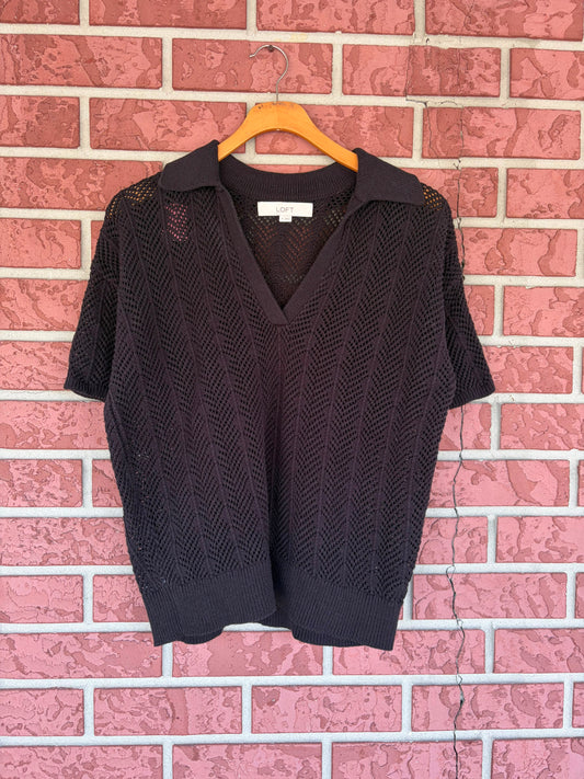 Loft black eyelet top