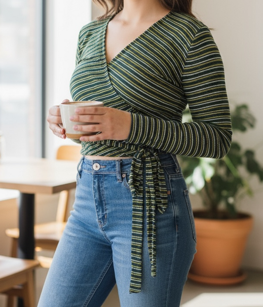 Wrapped long sleeve top