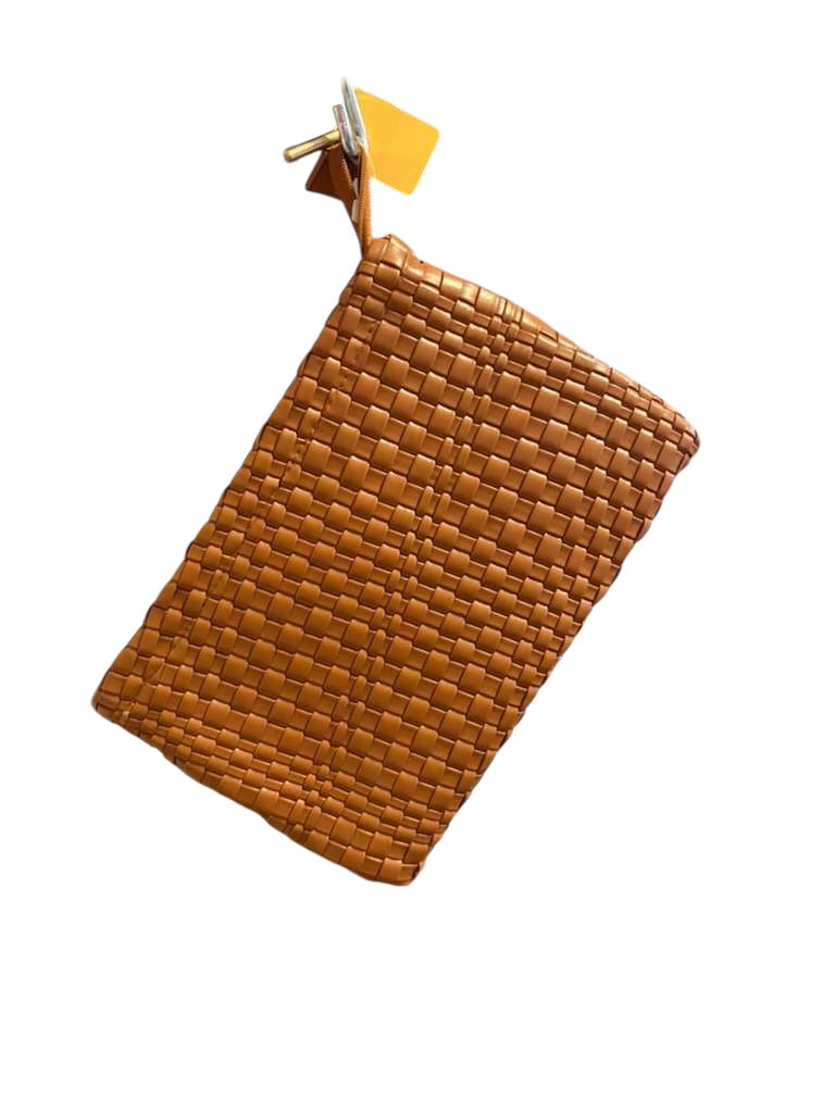 Tan croc wristlet