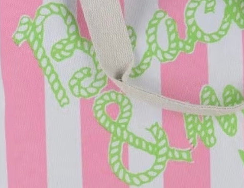 Beach and Me pink striped bag