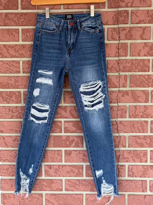 Simple Society dark denim ripped jeans