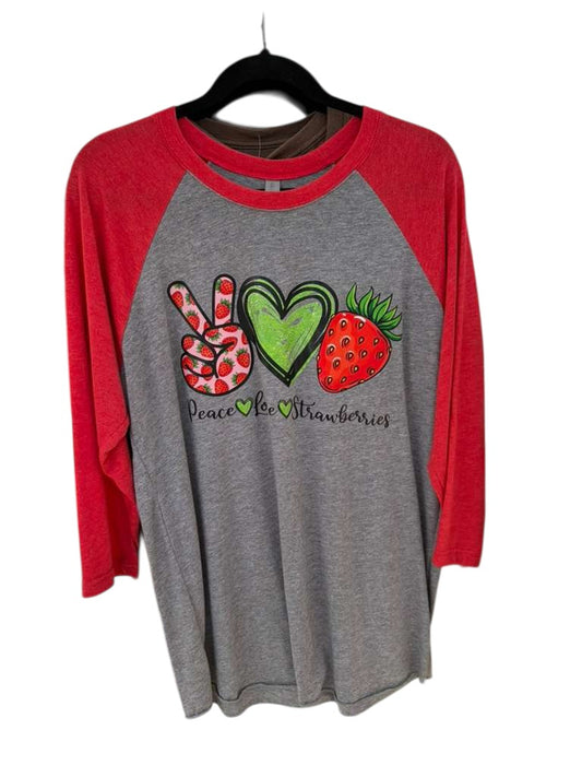 Peace love strawberry 3/4 sleeve Tshirt
