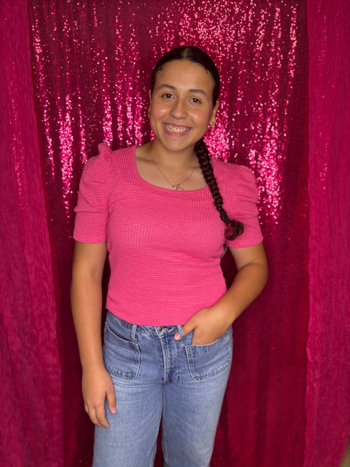 Pink puff sleeve party top