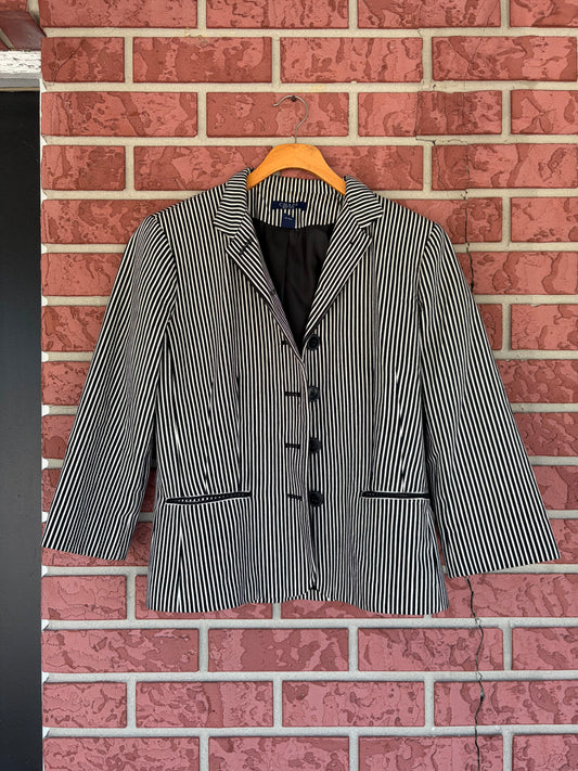 Chaps striped back white blazer