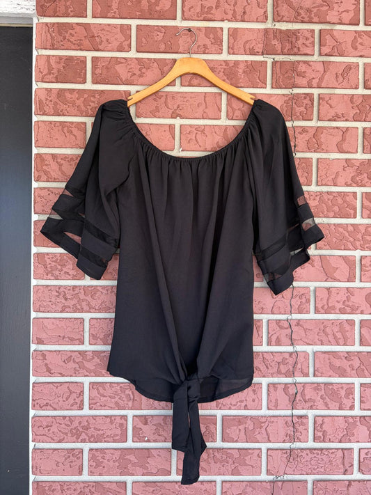 Black off shoulders tie top