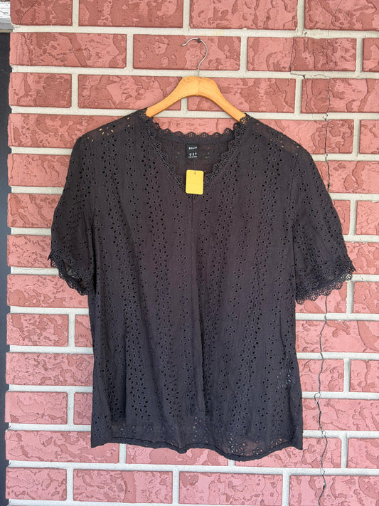 SHEIN black eyelet top