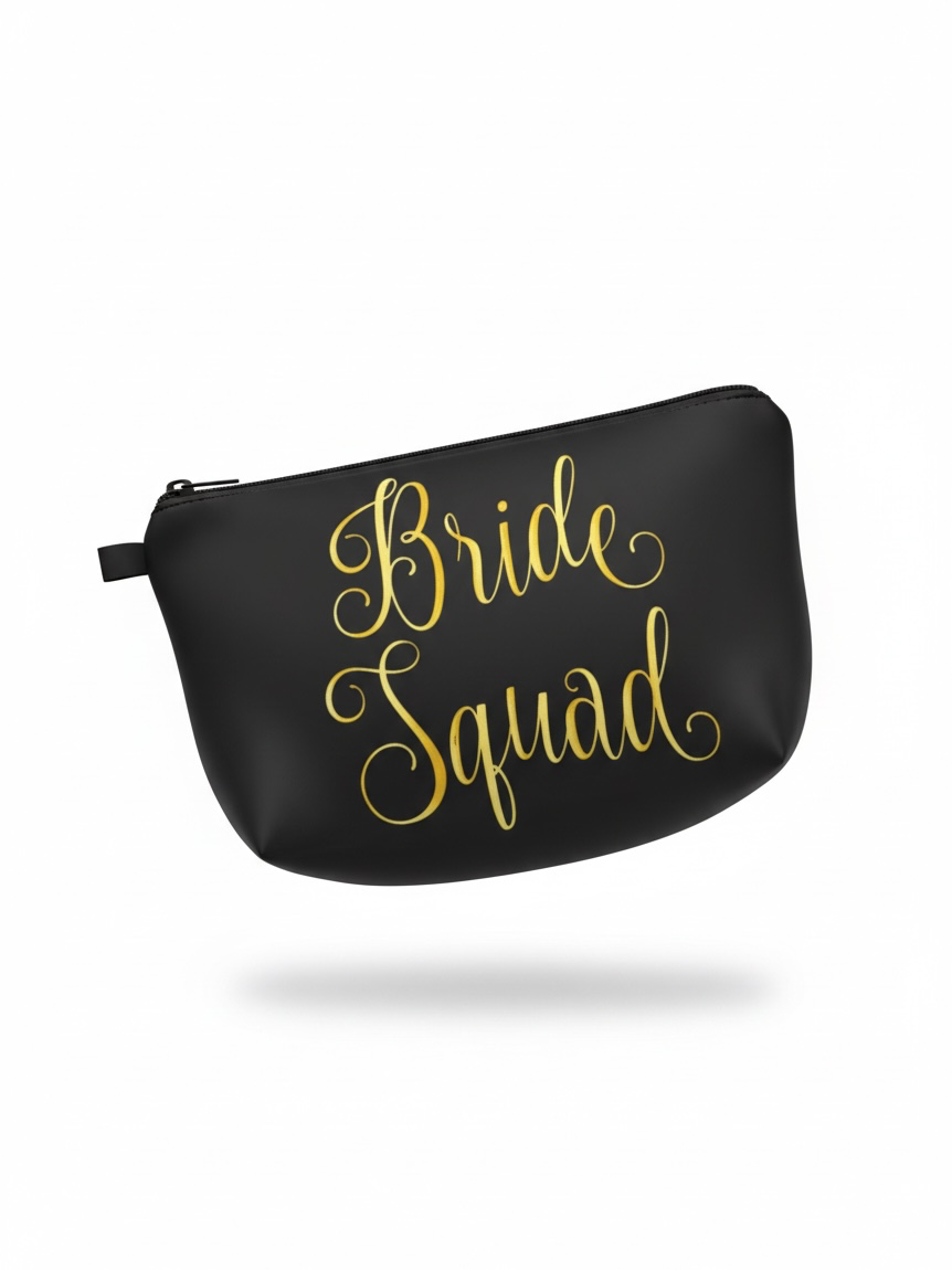 Bride squad, bag, black and gold