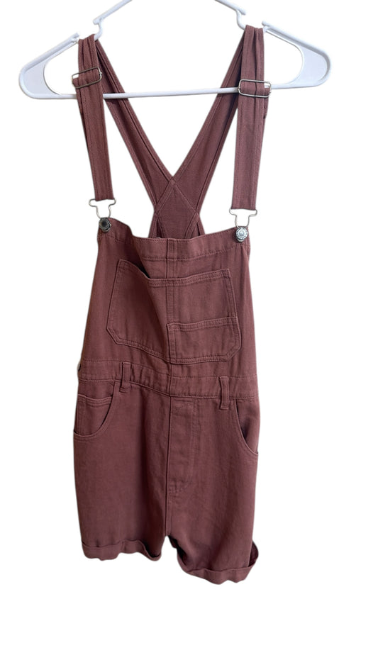 Wishlist jeans overalls brown auburn shorts