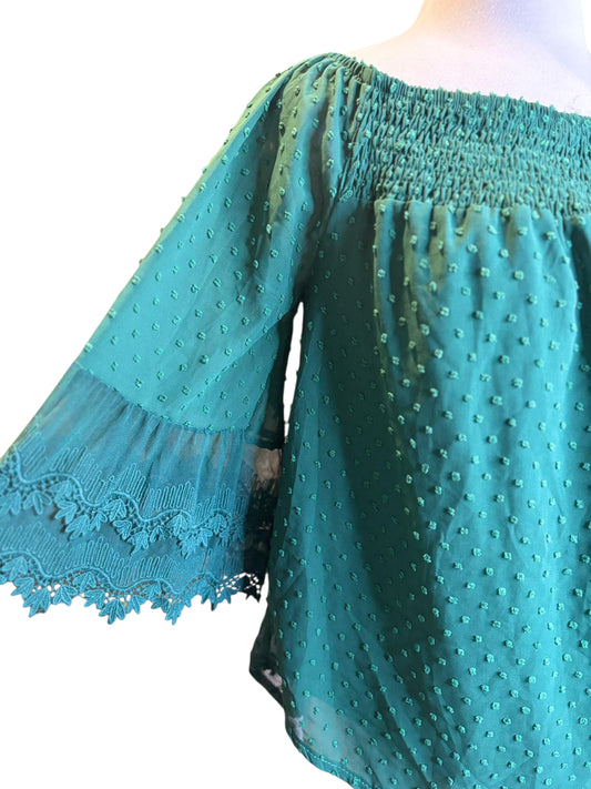 Green fancy off shoulders top