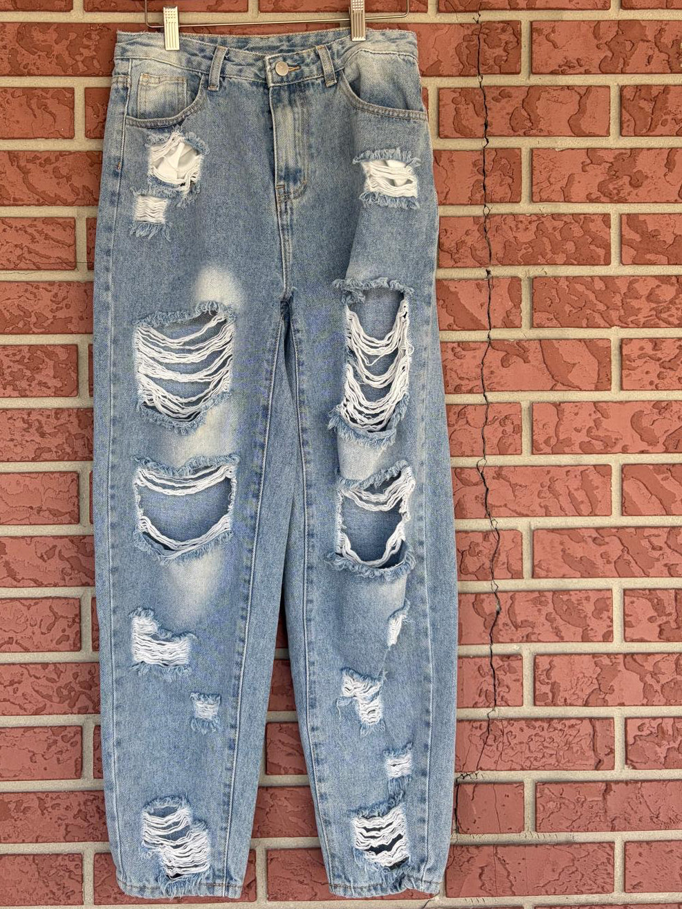 Light denim ripped jeans