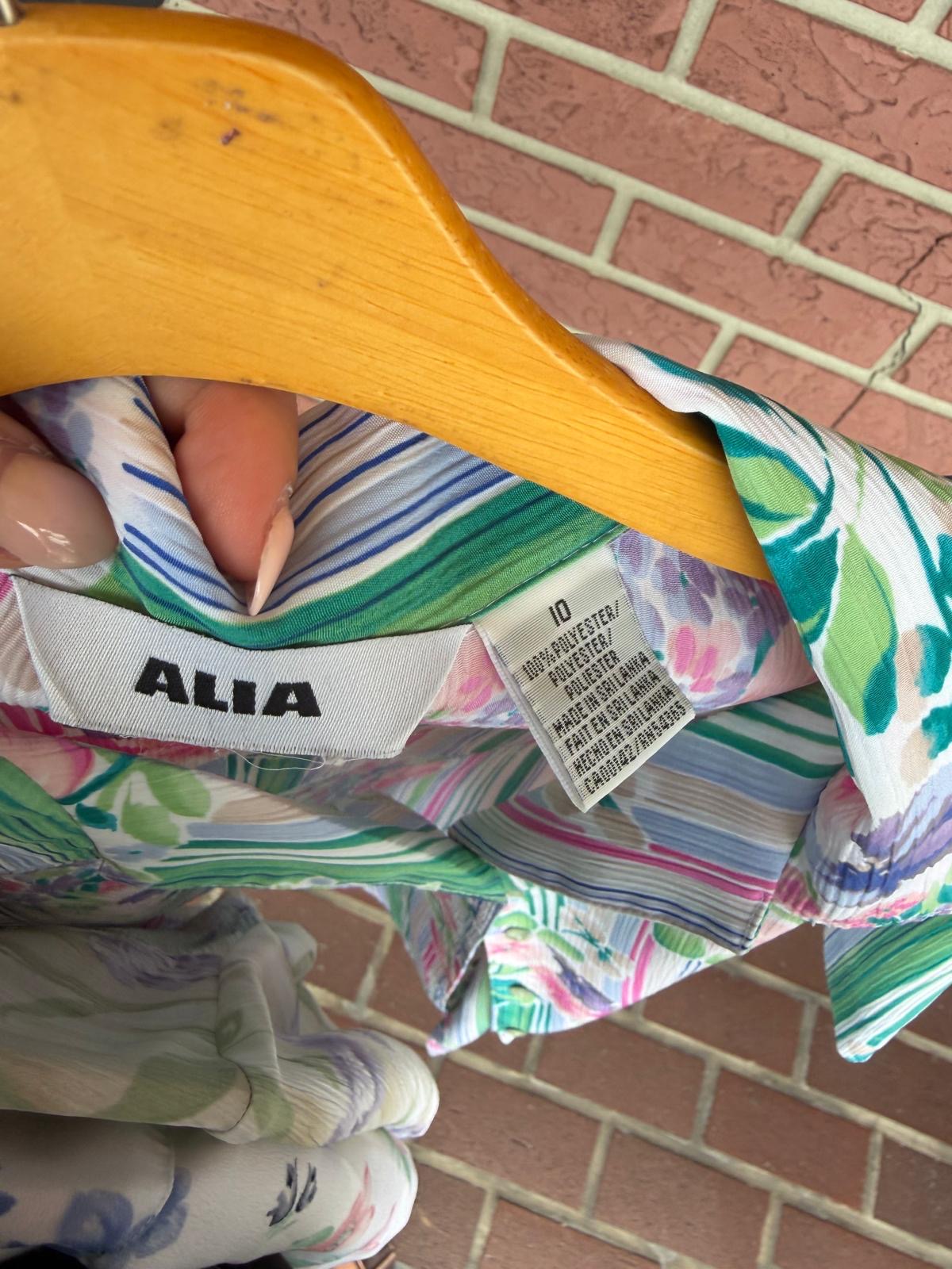 Alia floral striped button down shirt