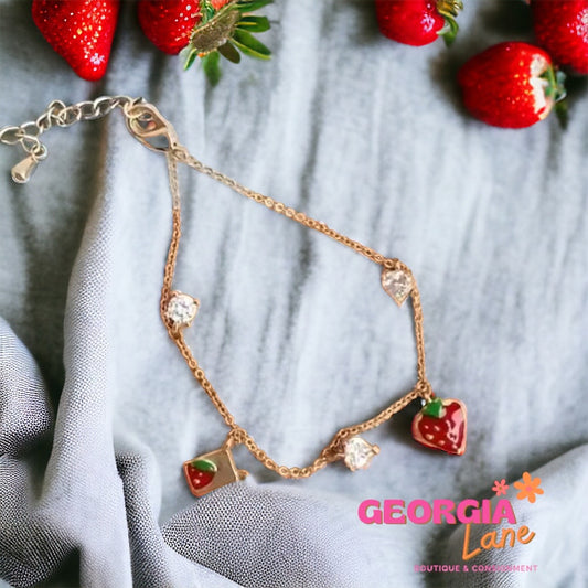 Strawberry Queen Charm Bracelet