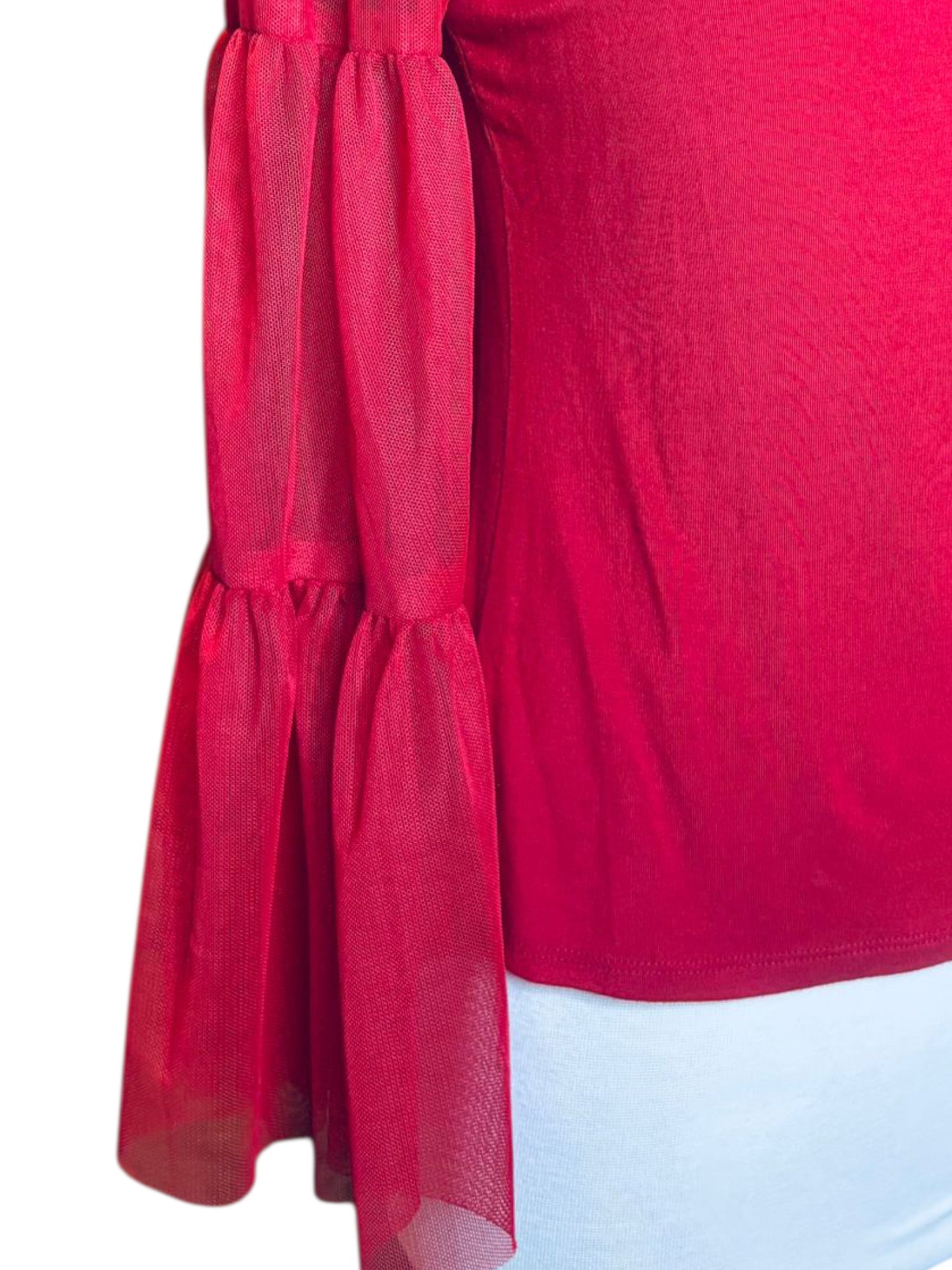 Vince Camuto sheer puff sleeve
