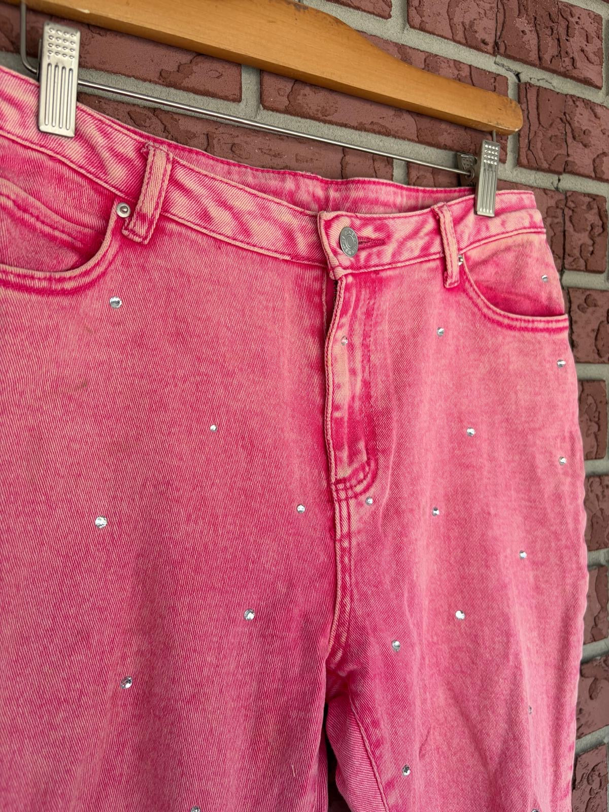 Blue B. Hot Pink Bedazzled Distressed Jeans