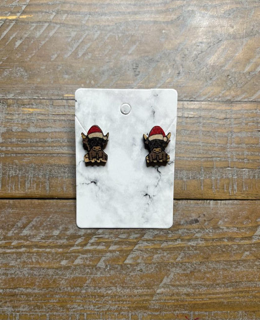 Highland Cow Christmas earrings