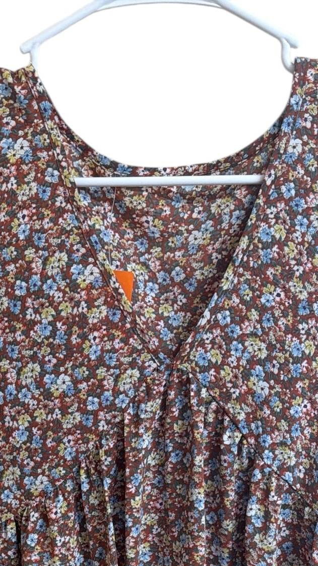 Floral v neck midi dress