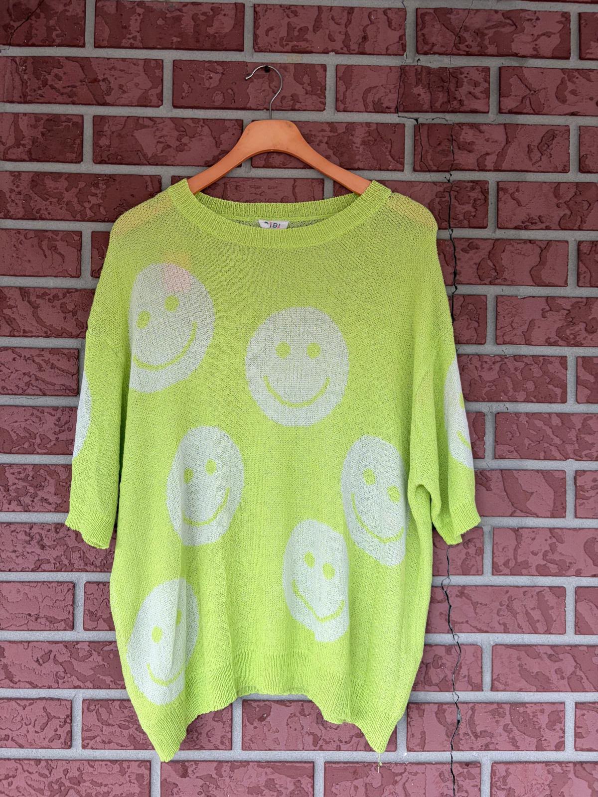 BiBi Neon Green Smiles Sweater Top