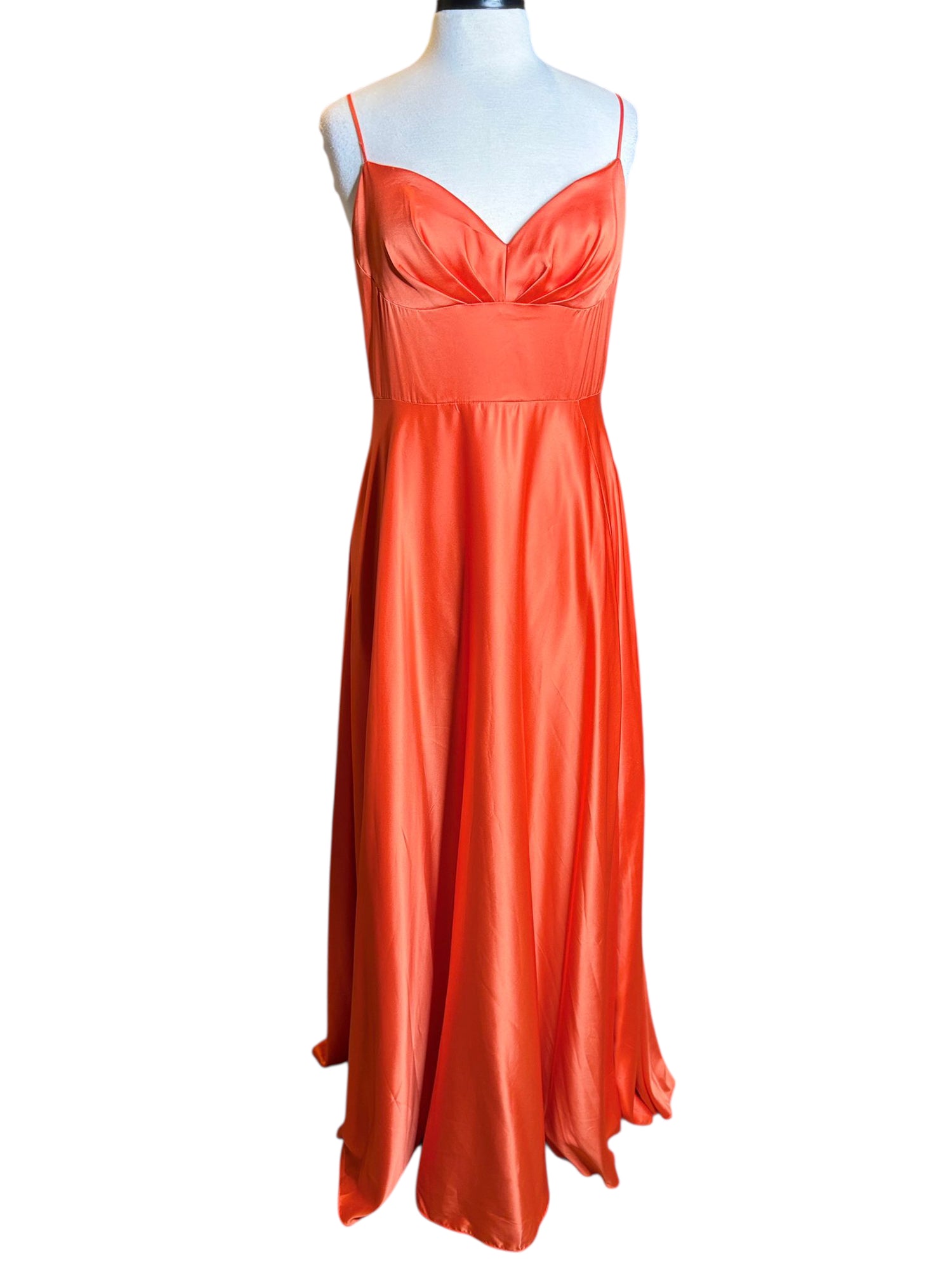 windsor orange dress Jess Formal Satin Mesh Striped Long Formal Orange Dresses | Windsor