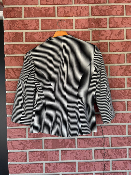 Chaps striped back white blazer