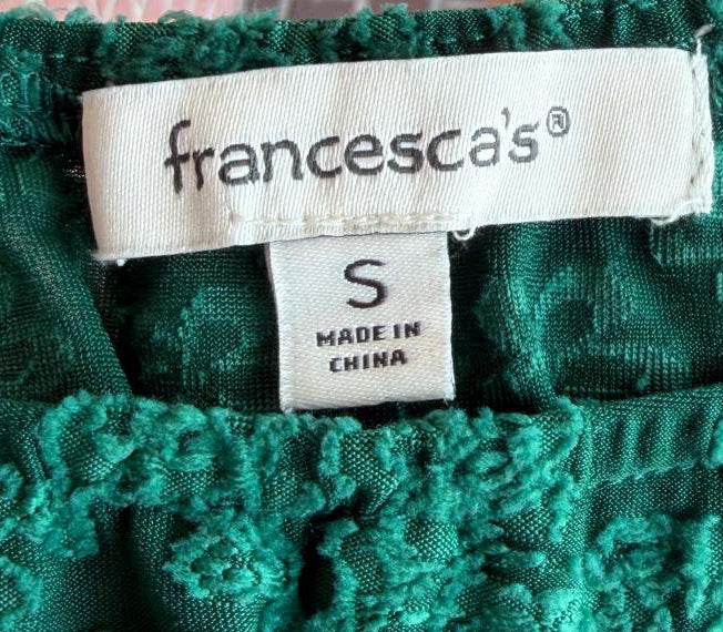 Francesca’s Dark Green Flower Long Sleeve Bodysuit