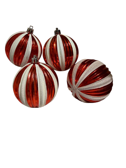 Set a four Candy striped ornaments