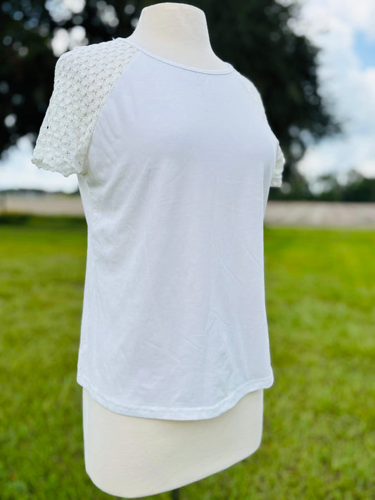 Shein White top decor sleeves