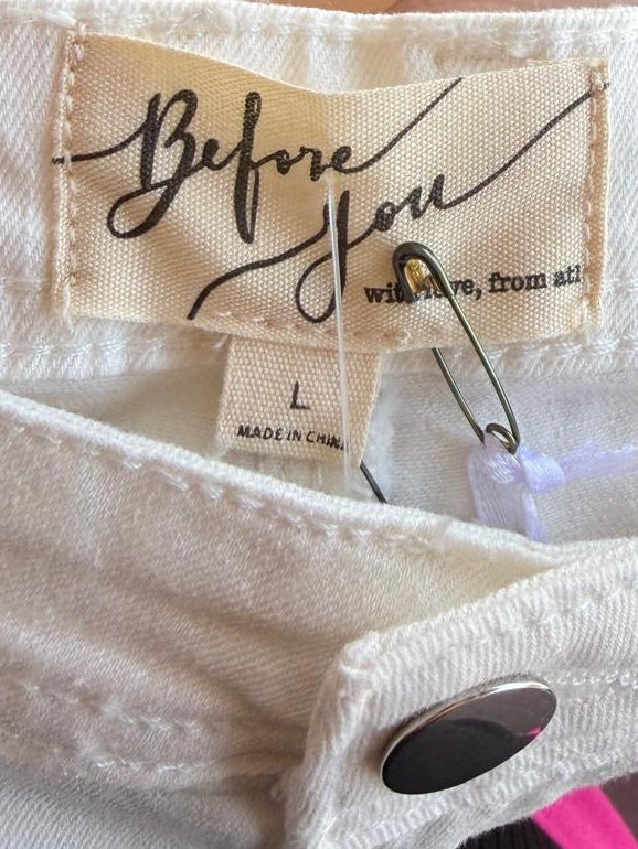 Before You White Fringe Jeans