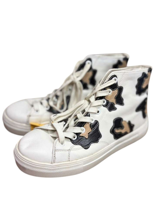 Hightop white and cheetah print shoe