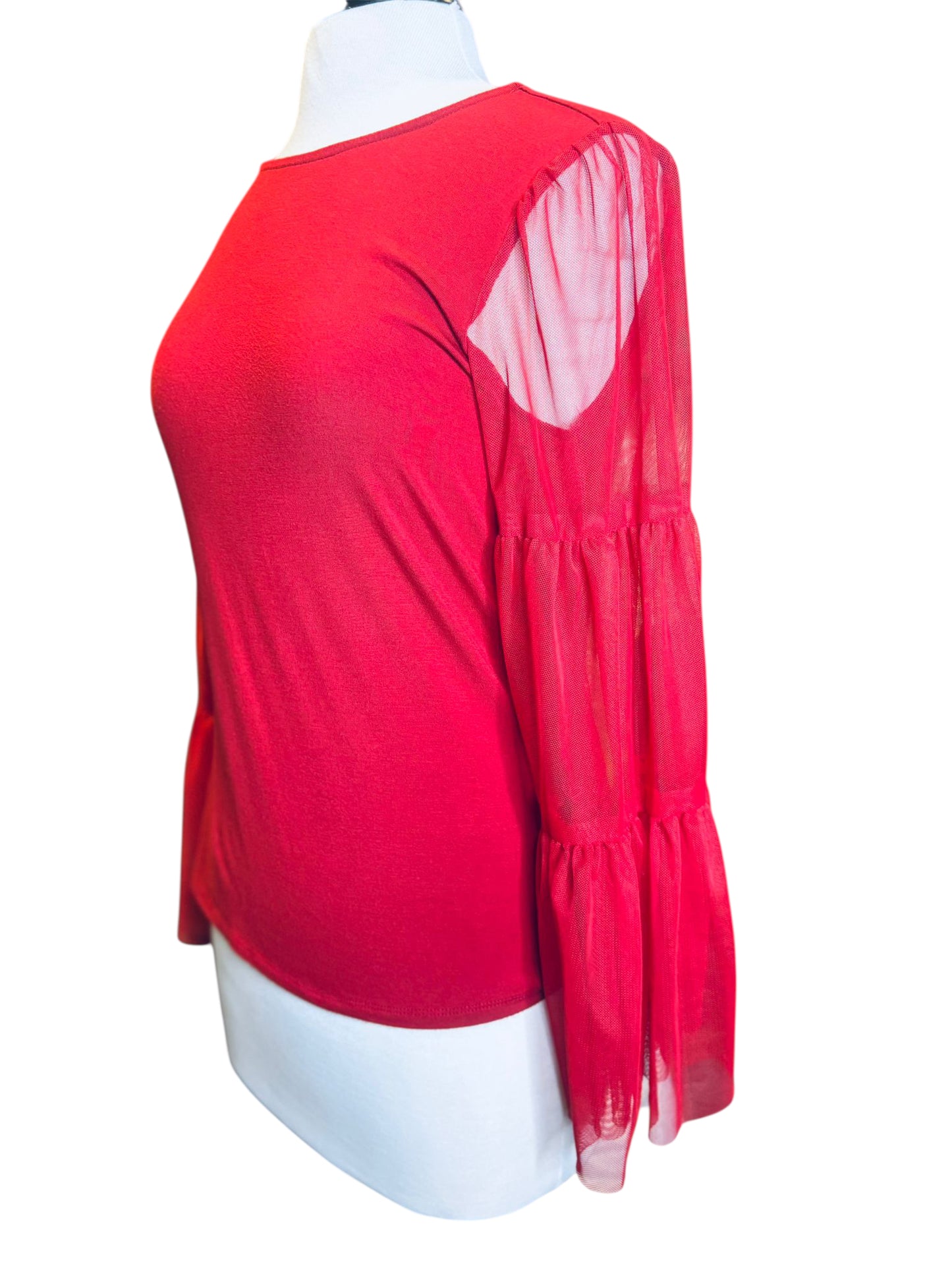 Vince Camuto sheer puff sleeve
