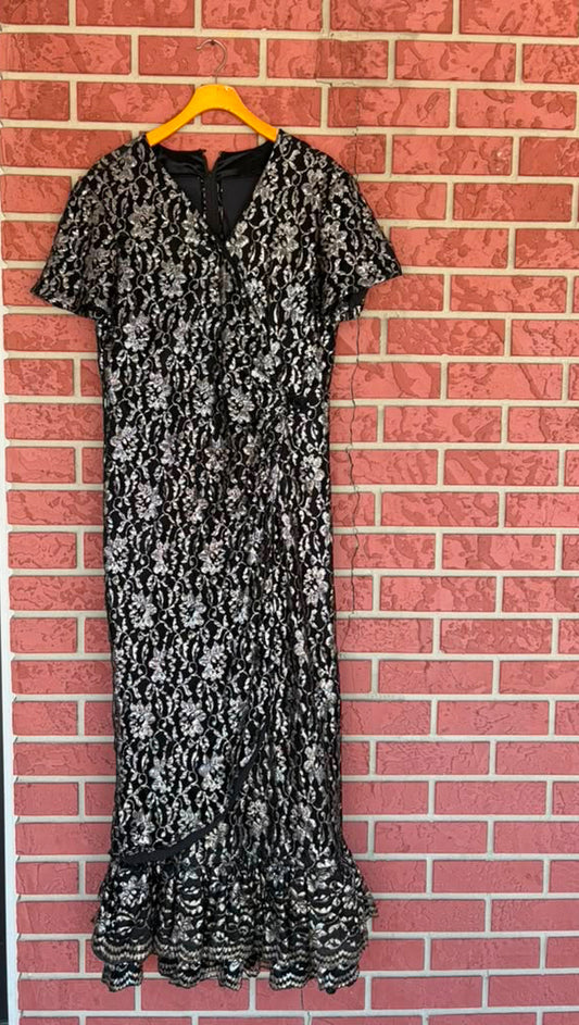 Black & Silver Ruffle Dress