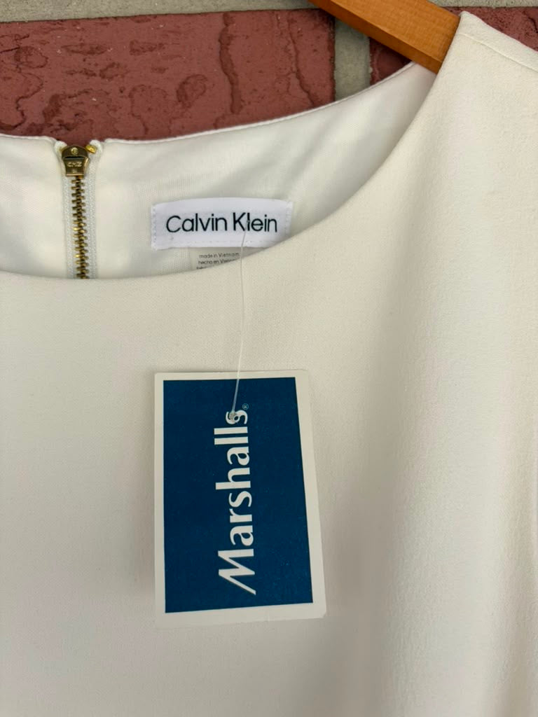 Calvin Klein white belted dress