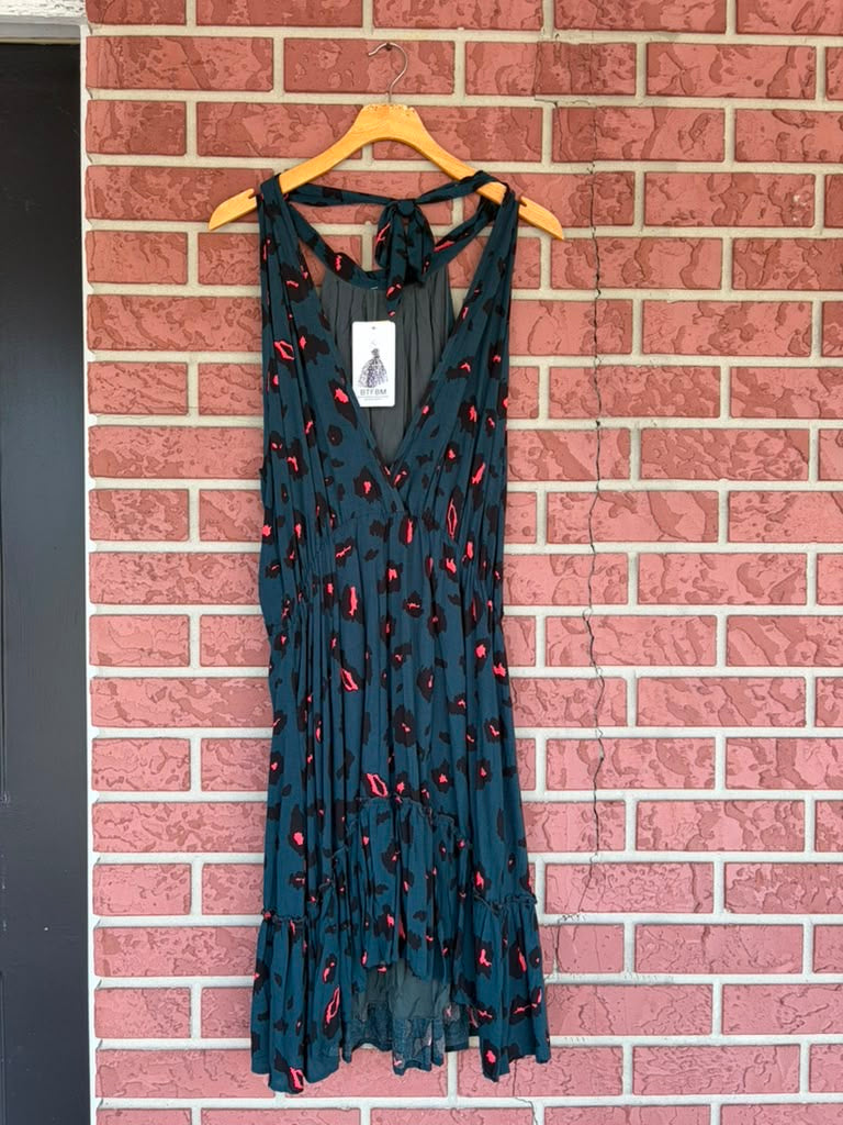 BTFBM cheetah dress green pink