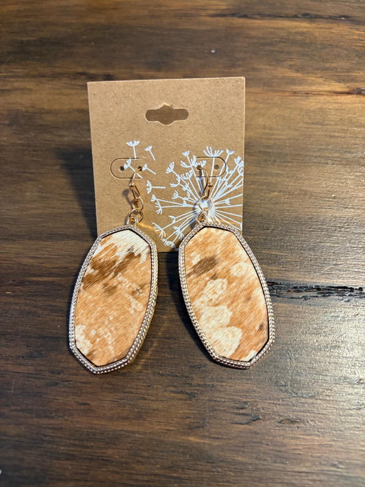 Cow print hide earrings western