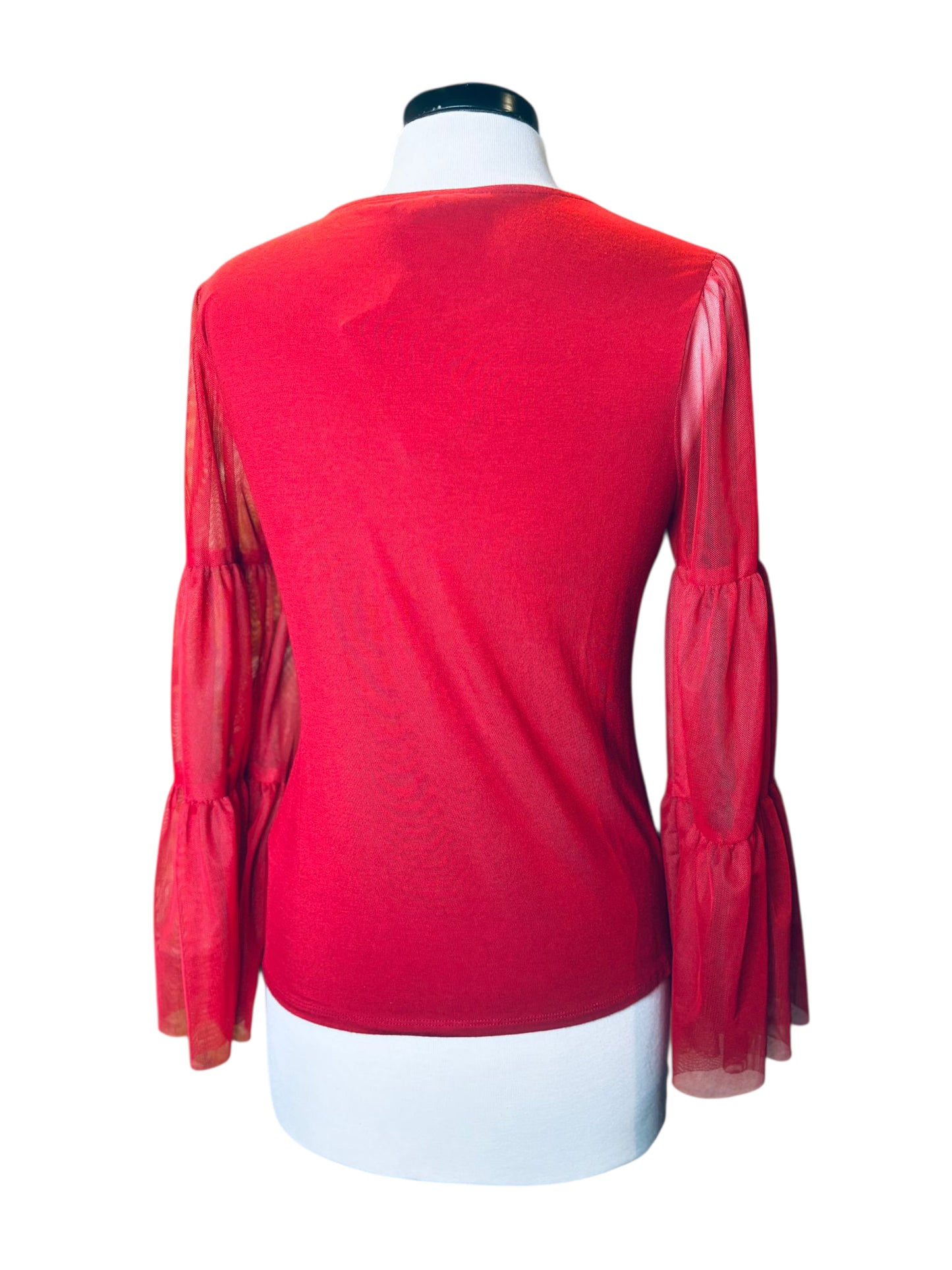 Vince Camuto sheer puff sleeve
