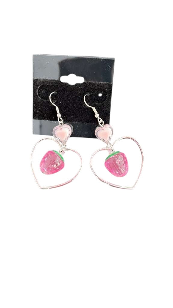 Pink strawberry ice earrings