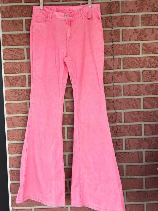 Hot Pink flare jeans