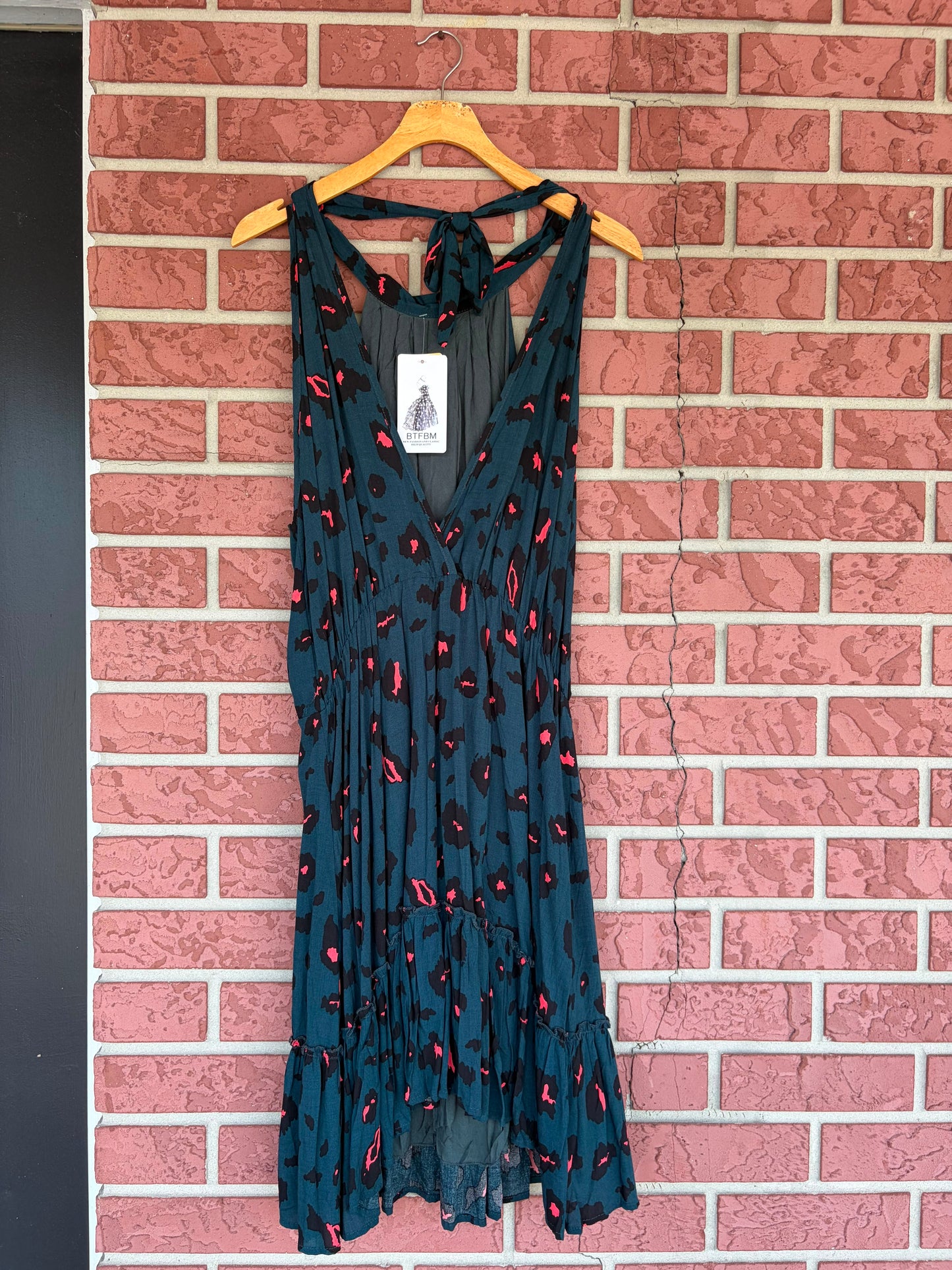 BTFBM cheetah dress green pink