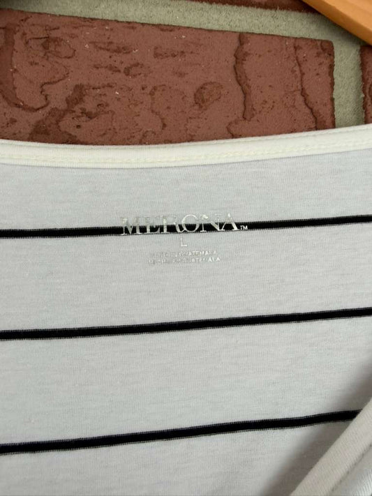 Merona Black and White Striped Top