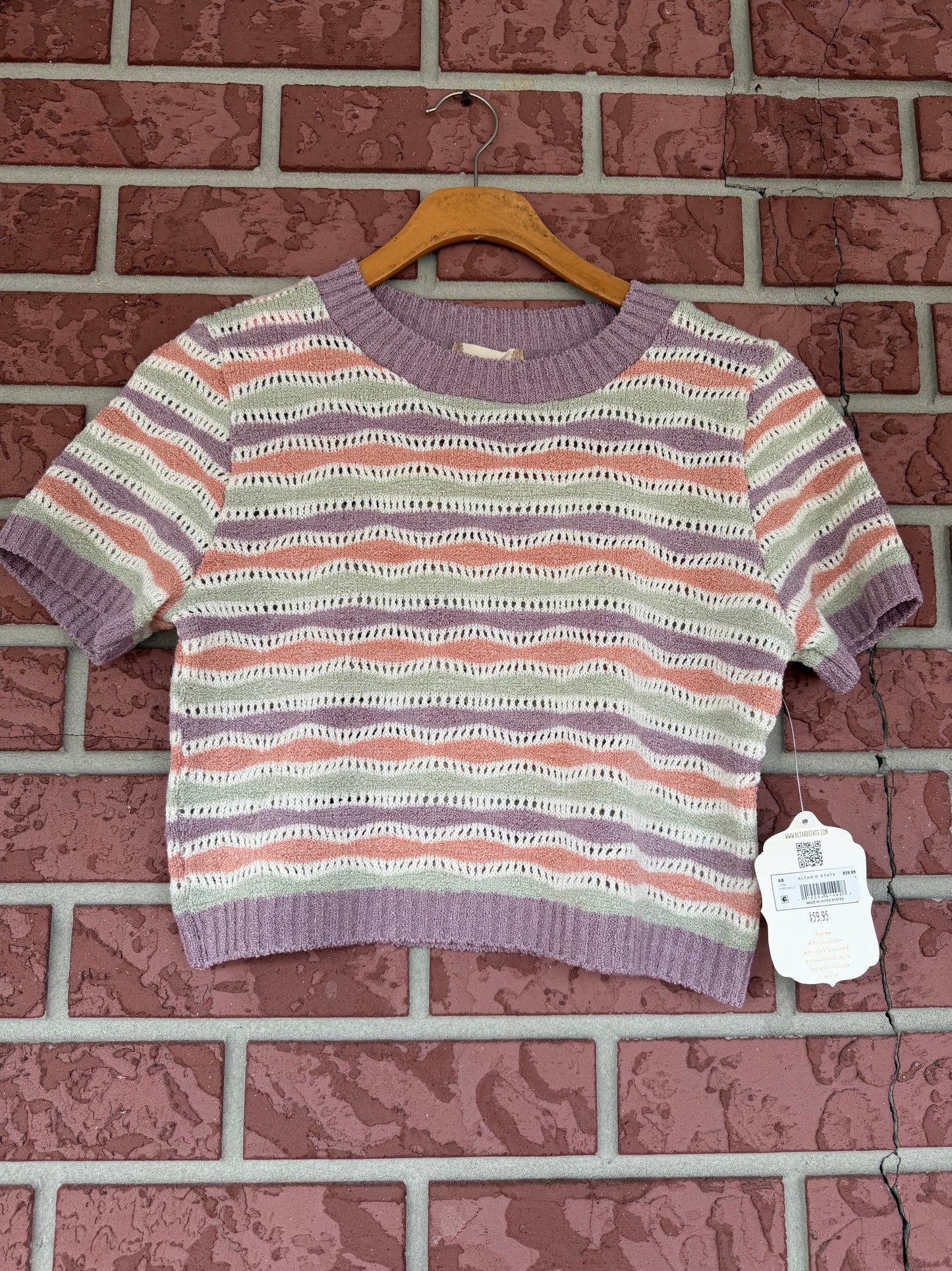 Altar’d State purple and green cropped sweater top