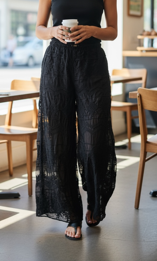 Black lace pants plus size