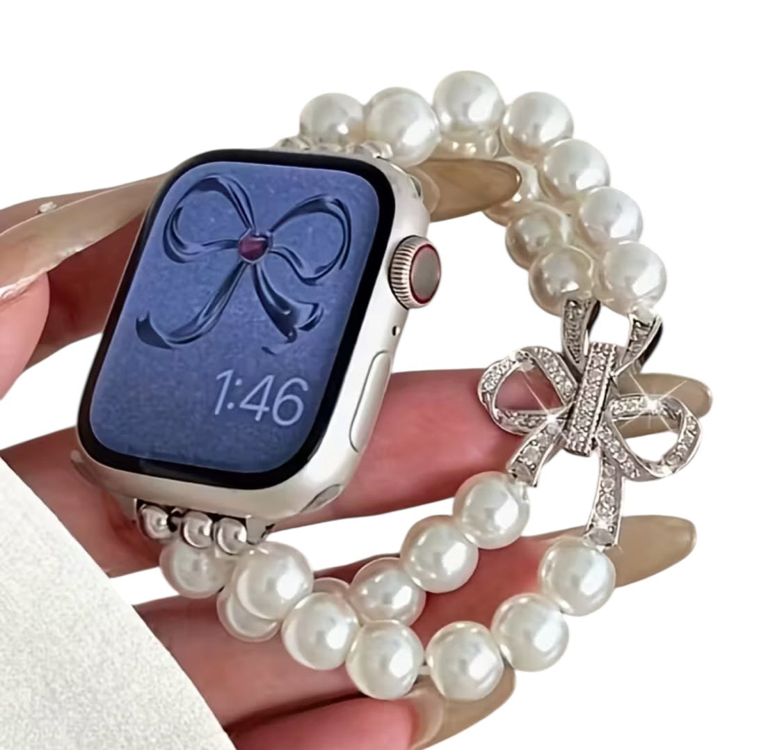 Bow Apple Watch bracelet pearls and bows