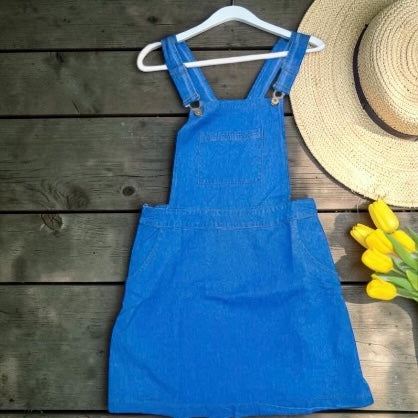 Blue overall denim dress